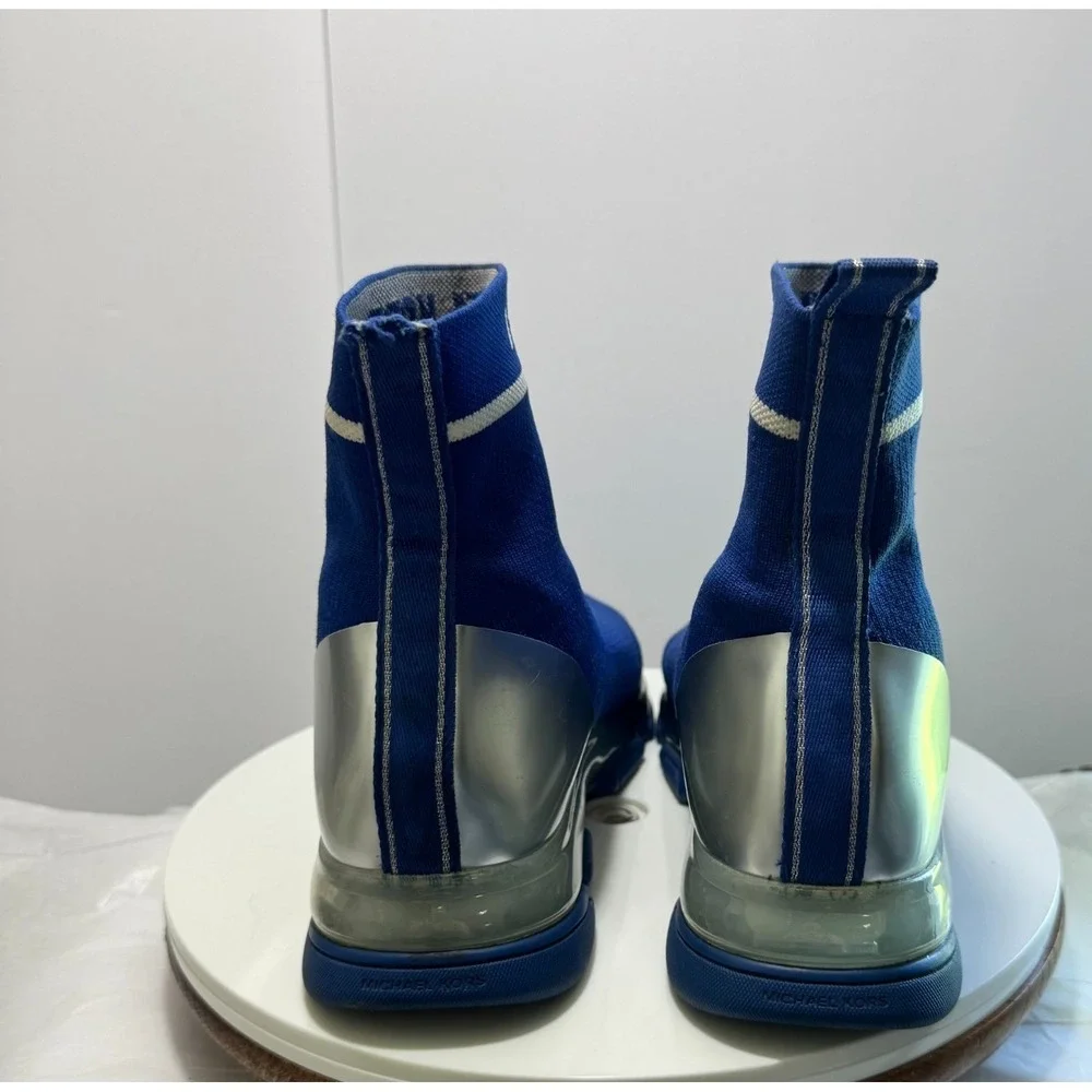 Michael Kors Kendra Reflective High Stretch Knit Sock Sneaker 10.5 Sapphire Blue